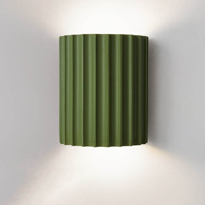 Macaron Resin Striped Half Cylinder Wall Sconce Lamp - 1-Light Decorative Lighting Fixture