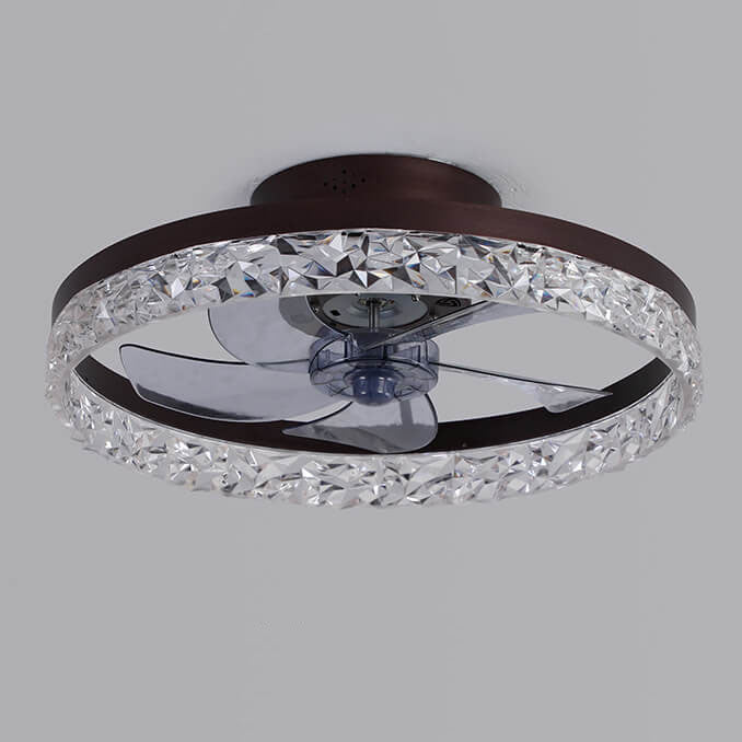 Modern Circle Ring LED Semi-Flush Mount Ceiling Fan Light Fixture