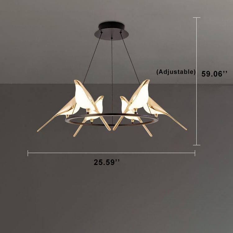 Nordic Acrylic LED Bird Chandelier - 1/3/6 Light Pendant Fixture