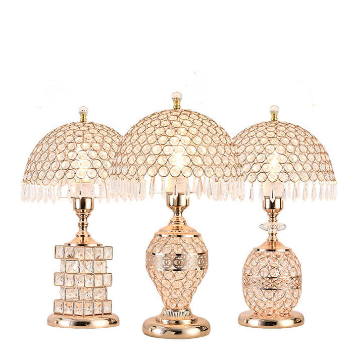 Modern Luxury Crystal Dome Shade 1-Light Table Lamp, Elegant Bedside Lighting, Stylish Home Decor, Crystal Table Lamp for Living Room, Designer Lamp Shade, Contemporary Lighting Fixture, Unique Accent Lamp, Decorative Nightstand Lamp, High-End Interior Li