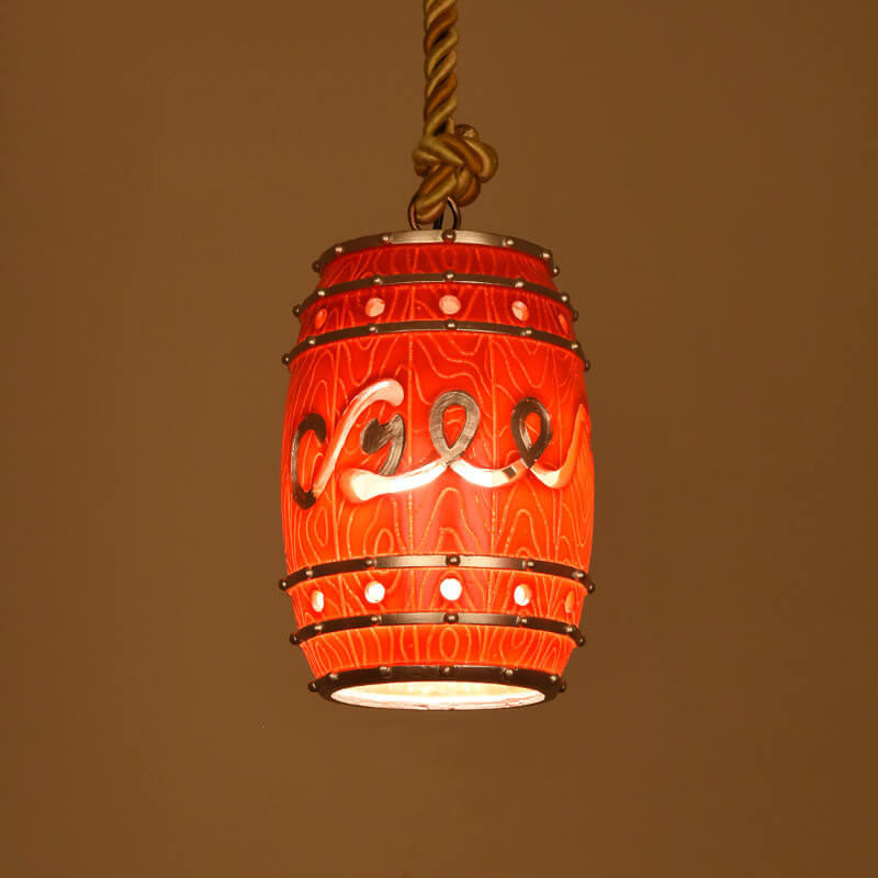 Vintage Wine Barrel Resin 1-Light Pendant Light Fixture