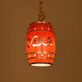 Vintage Wine Barrel Resin 1-Light Pendant Light Fixture
