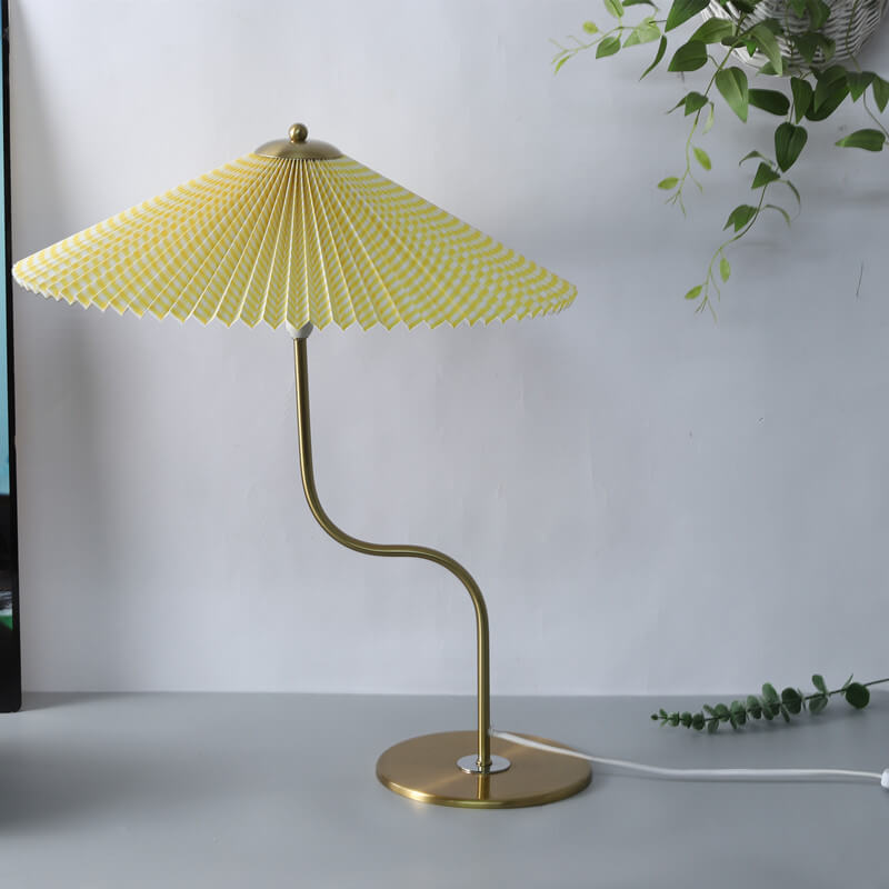 Retro Pleated Umbrella Table Lamp - 1-Light Decorative Accent Lamp