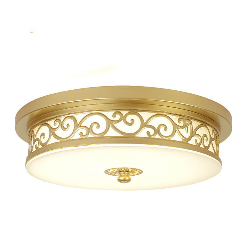 Vintage Circle Patterned Edge Iron LED Flush Mount Light