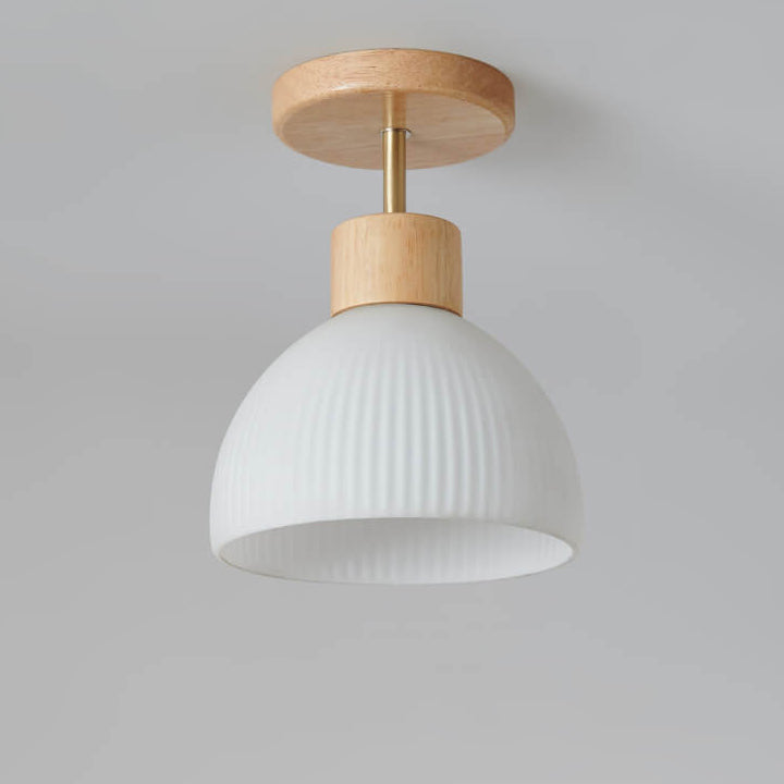Nordic Glass Half Round 1-Light Semi-Flush Mount Ceiling Light Fixture