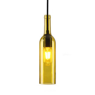 Antique Glass Wine Bottle Pendant Light 1-Light Fixture