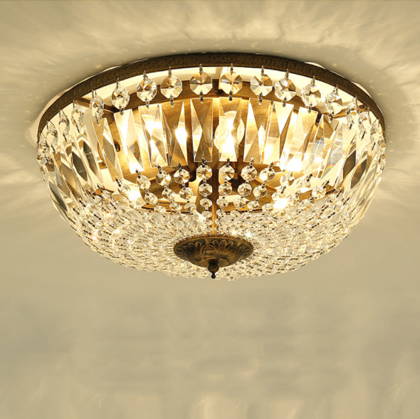 Vintage Round Crystal Flush Mount Ceiling Light 4/6 Light Fixture
