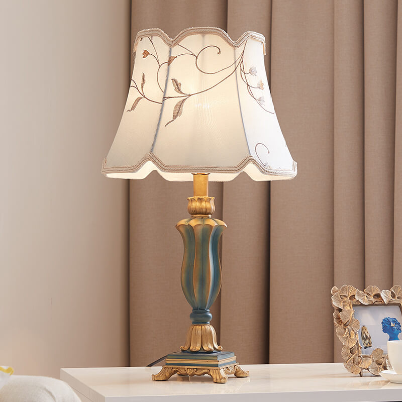 Round Fabric Resin Base Classical 1-Light Table Lamp, Modern Lighting Fixture, Home Decor Table Lamp, Elegant Nightstand Lamp, Living Room Lighting, Bedroom Lamps, Decorative Accent Lamp, Stylish Resin Base, Versatile Table Light for Any Room