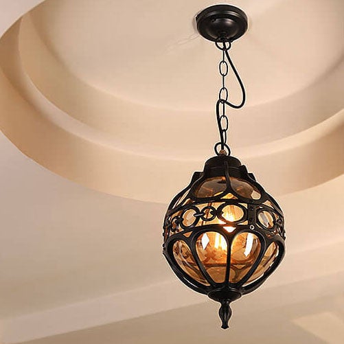 Retro Industrial Globe Pendant Light - 1-Light Waterproof Outdoor Fixture