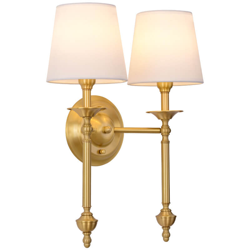 Modern Brass Fabric Shade Wall Sconce Light