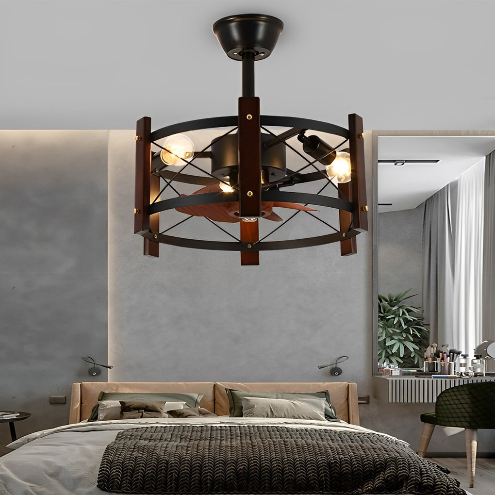Retro Metal Bladeless Ceiling Fans with Chandelier - Modern Ceiling Light Fan, Stylish Home Decor, Energy Efficient Design, Quiet Operation, Vintage Charm