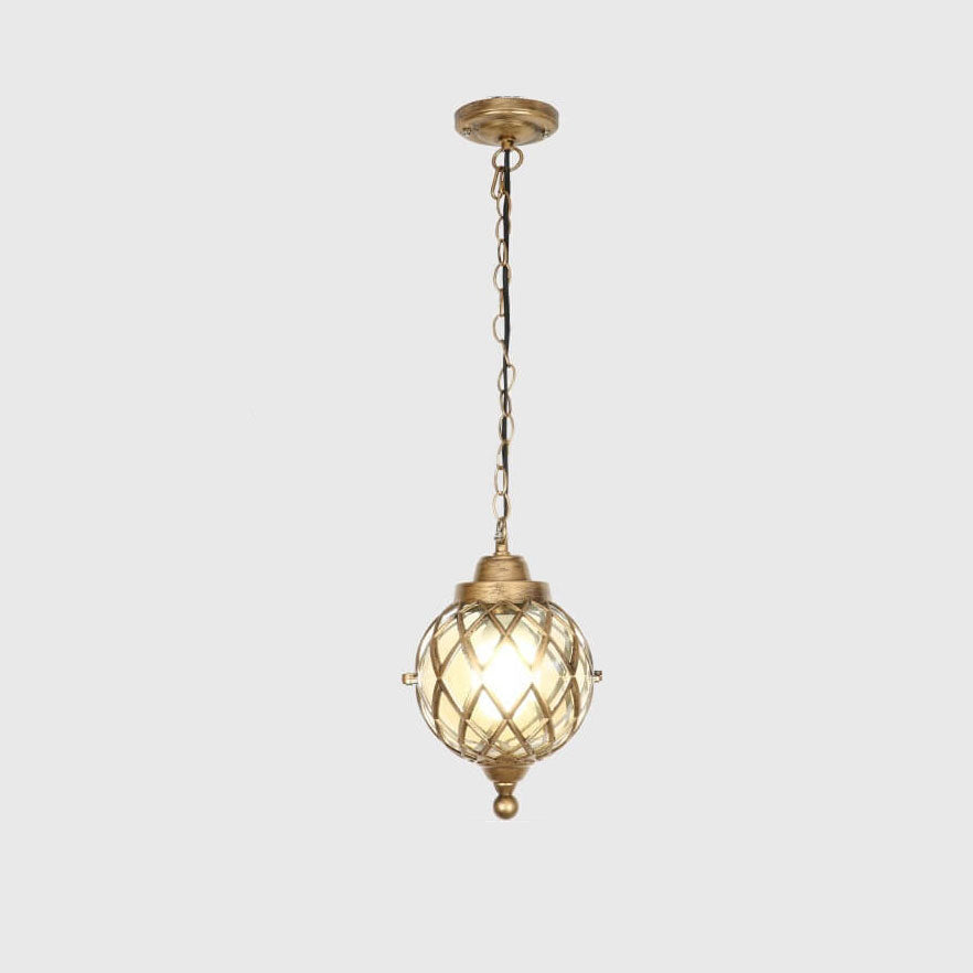 European Vintage Round Ball Die-Cast Aluminum Outdoor Waterproof Pendant Light 1-Light