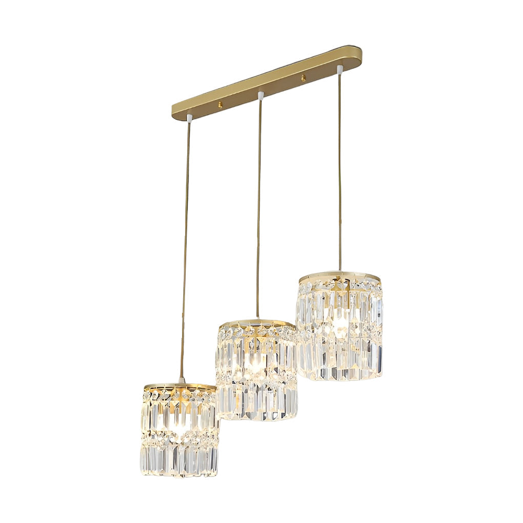 Cylindrical Dimming Nordic Pendant Light - 3-Step Crystal Shade Fixture