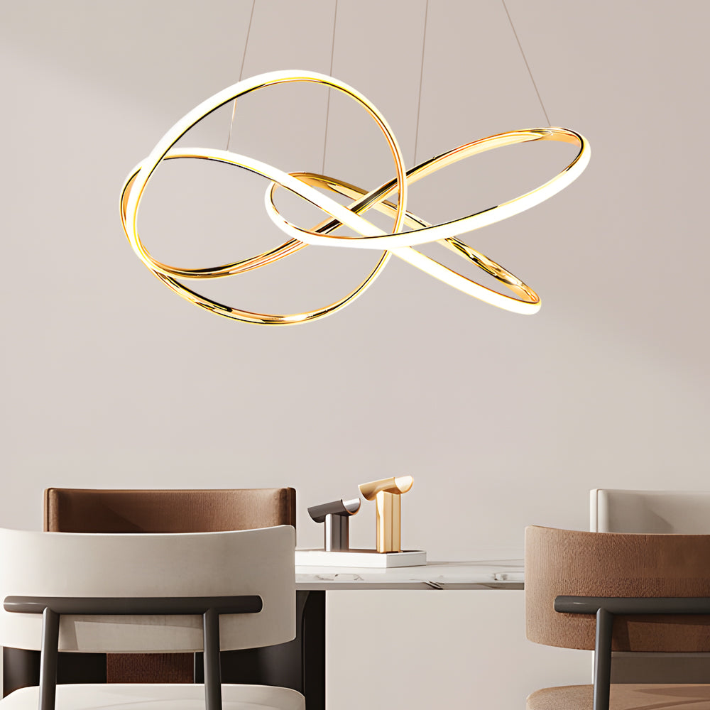 Circular Curved LED Chandelier - 3 Step Dimming Modern Lighting Solution