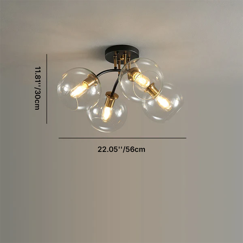 Modern Luxury Iron Glass Magic Bean Semi-Flush Mount Ceiling Light - 4/6/8 Lights for Bedroom