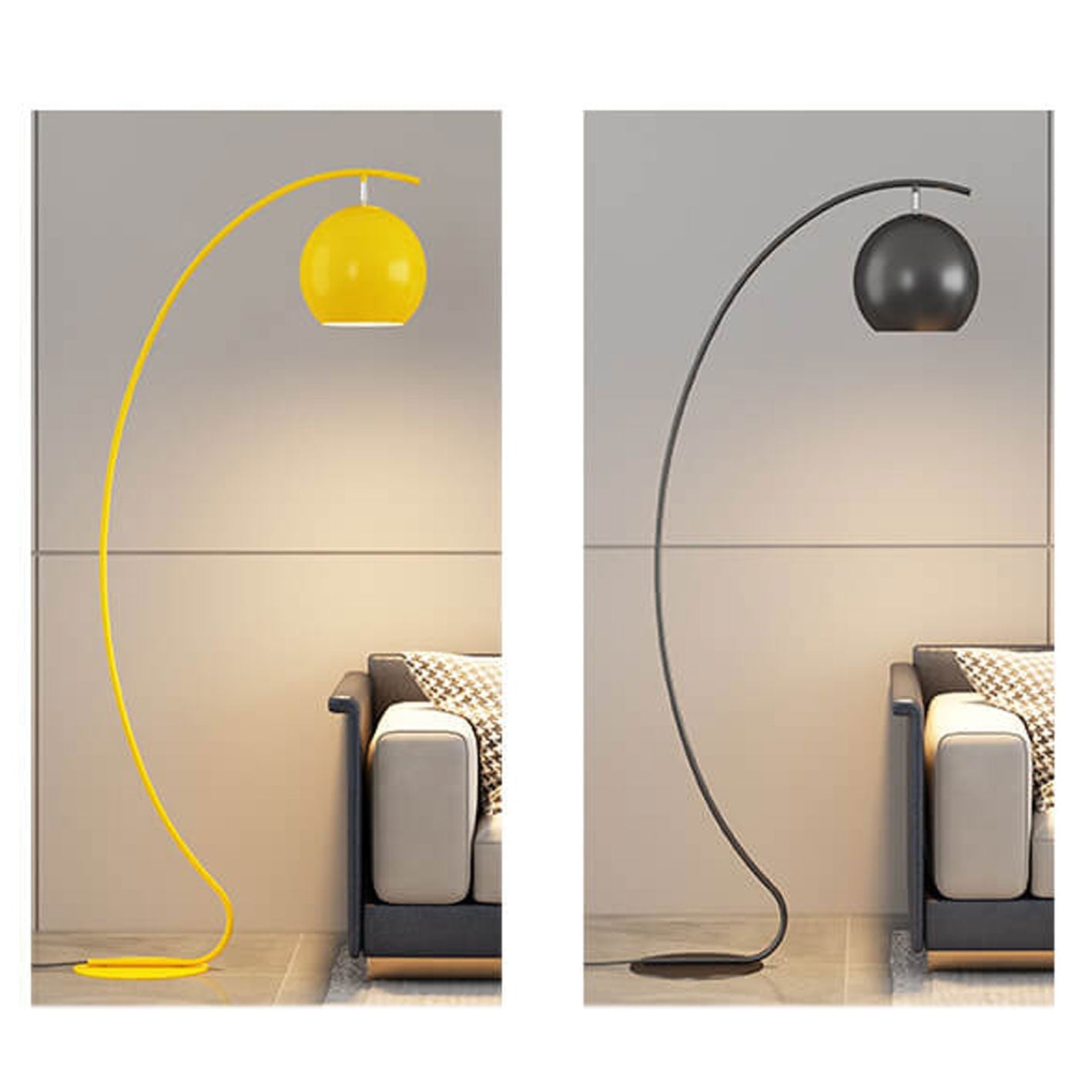 Nordic Minimalist Curved Line Floor Lamp - 1-Light Dome Design