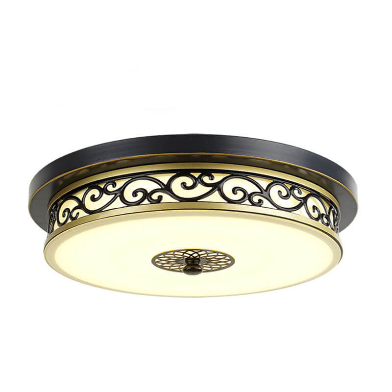 Vintage Circle Patterned Edge Iron LED Flush Mount Light
