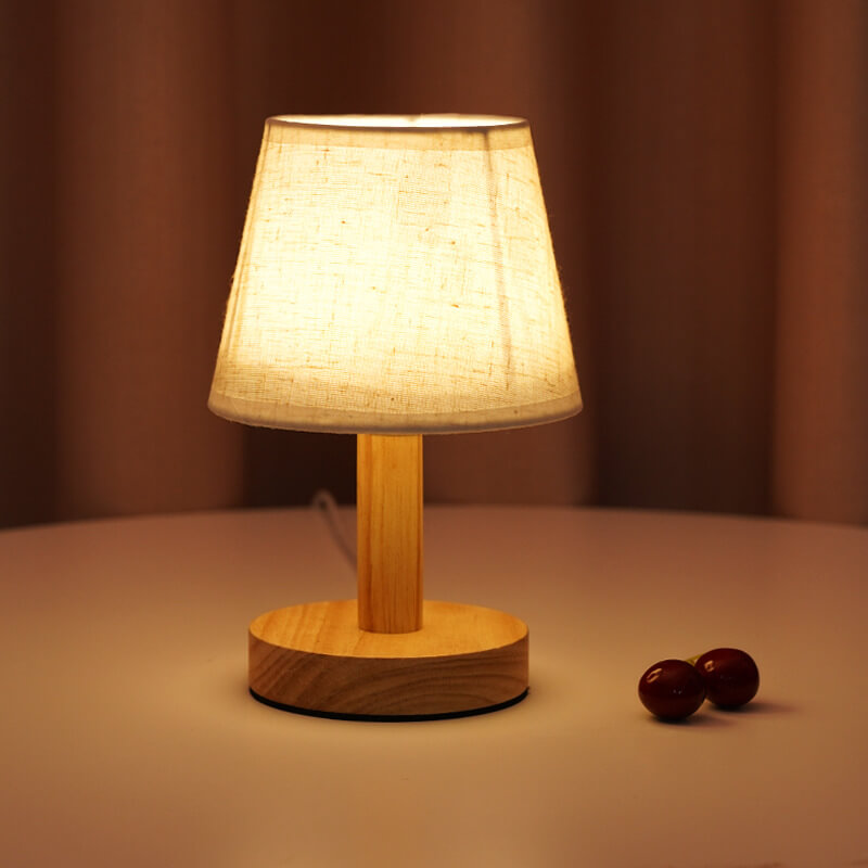 Vintage Linen Drum Shade LED Table Lamp - Home Lighting Accent