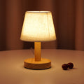 Vintage Linen Drum Shade LED Table Lamp - Home Lighting Accent
