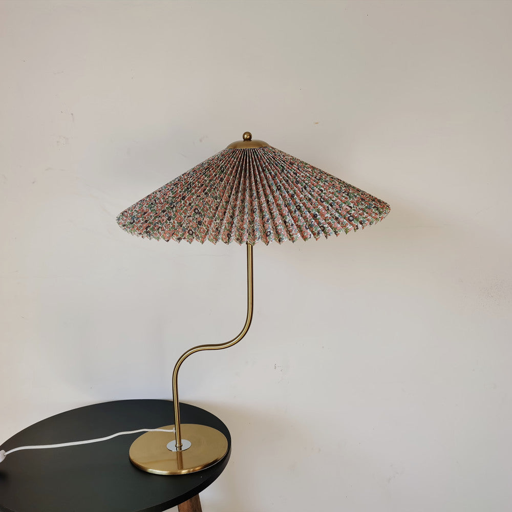 Retro Pleated Umbrella Table Lamp - 1-Light Decorative Accent Lamp
