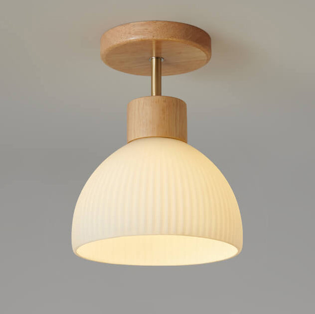 Nordic Glass Half Round 1-Light Semi-Flush Mount Ceiling Light Fixture