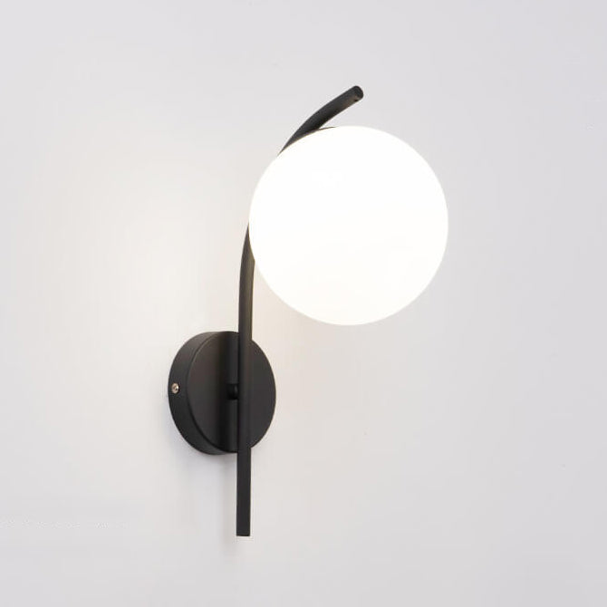 Nordic Arc Glass Globe Wall Sconce - 1-Light Modern Lighting Fixture, Scandinavian Style, Adjustable Mood Light for Living Room, Bedroom, Hallway Decor, Sleek Home Accent