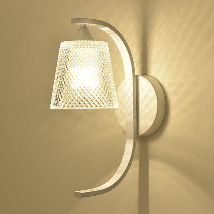 Modern Glass Shade Wall Sconce Lamp with Resin Bird Accent - 1-Light Fixture