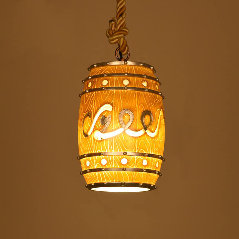Vintage Wine Barrel Resin 1-Light Pendant Light Fixture