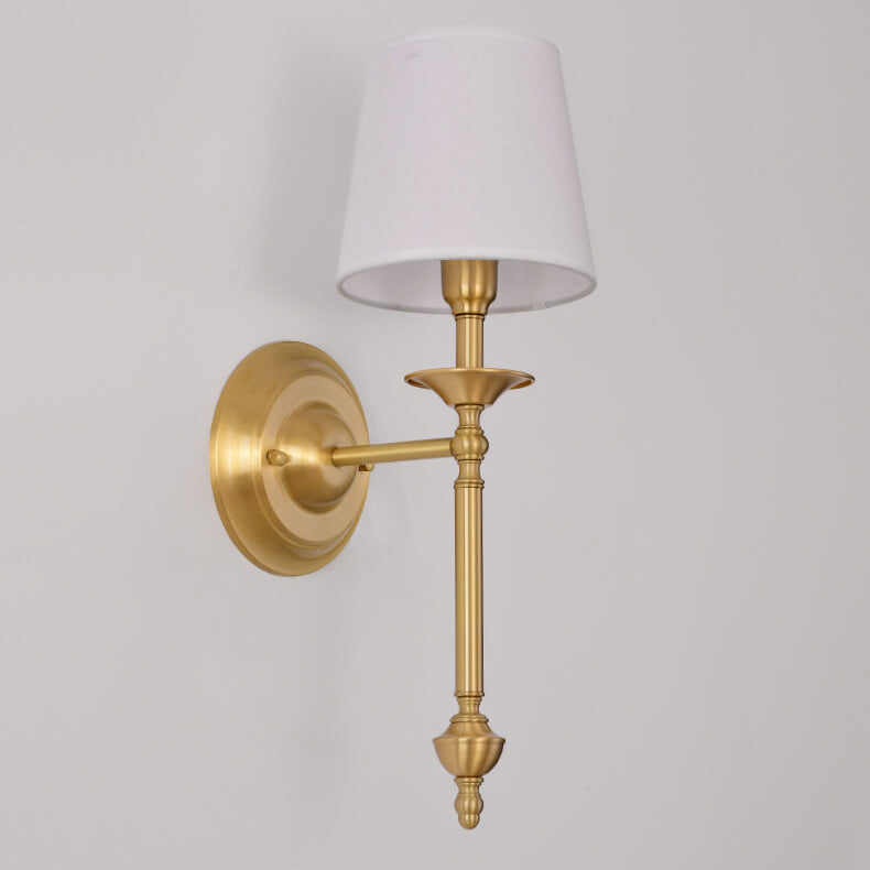 Modern Brass Fabric Shade Wall Sconce Light