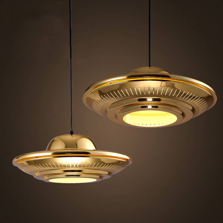 Industrial Vintage Iron Flying Saucer Pendant Light - 1-Light Fixture for Kitchen & Dining Rooms, Retro Metal Hanging Light, Edison Bulb Compatible, Rustic Home Decor