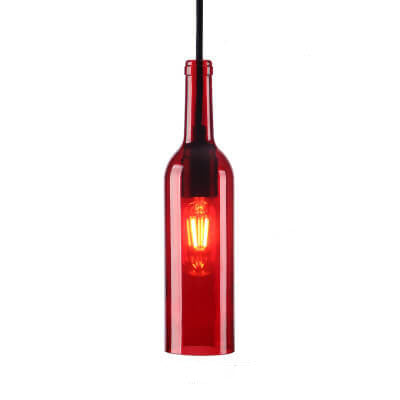 Antique Glass Wine Bottle Pendant Light, 1-Light Vintage Chandelier, Rustic Home Decor, Industrial Hanging Fixture, Elegant Kitchen Lighting