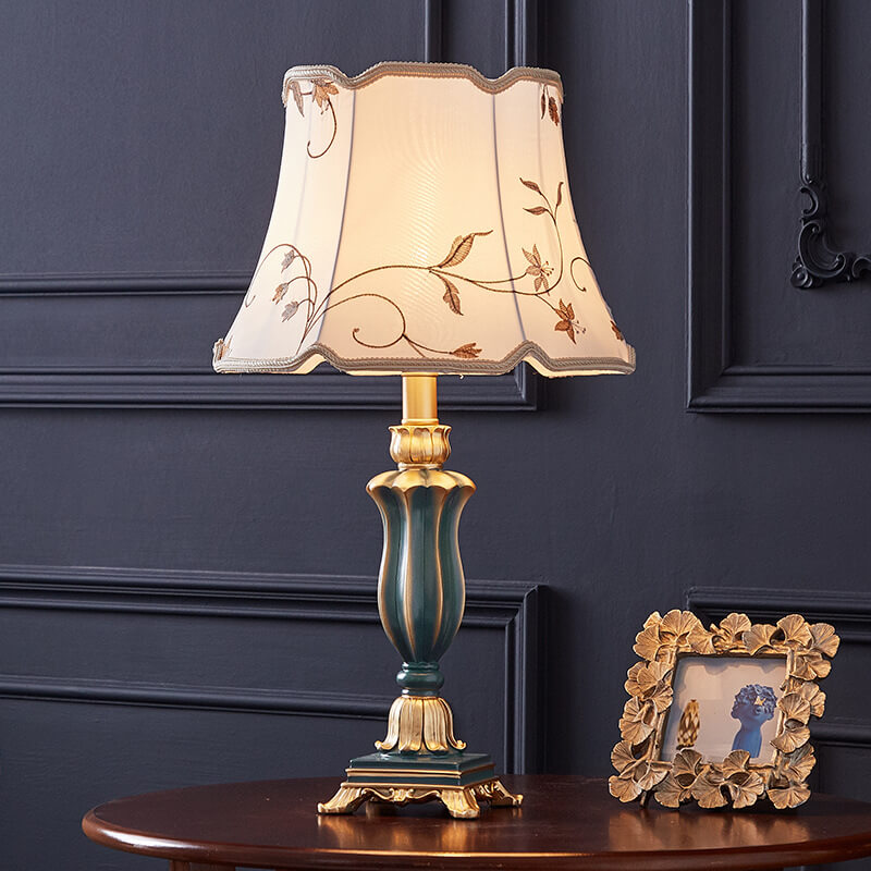Round Fabric Resin Base Classical 1-Light Table Lamp, Modern Lighting Fixture, Home Decor Table Lamp, Elegant Nightstand Lamp, Living Room Lighting, Bedroom Lamps, Decorative Accent Lamp, Stylish Resin Base, Versatile Table Light for Any Room
