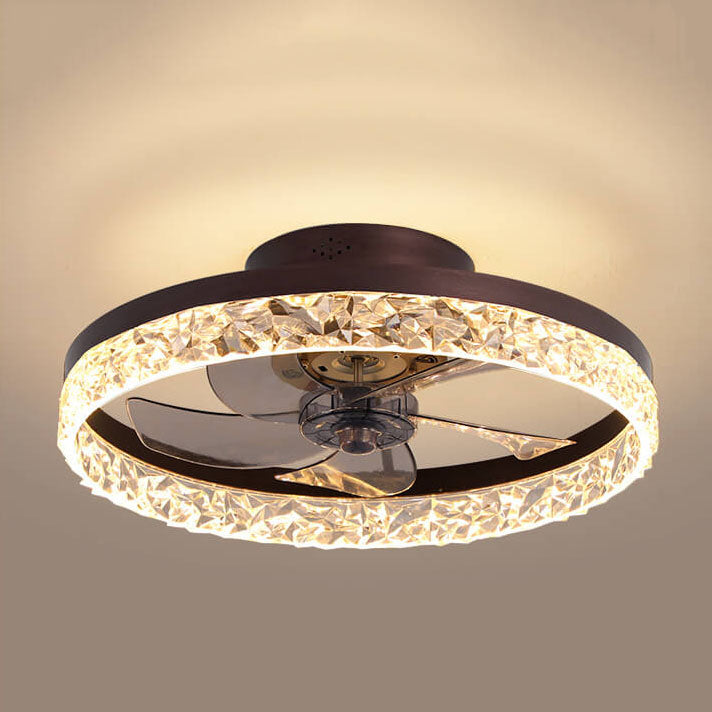 Modern Circle Ring LED Semi-Flush Mount Ceiling Fan Light Fixture