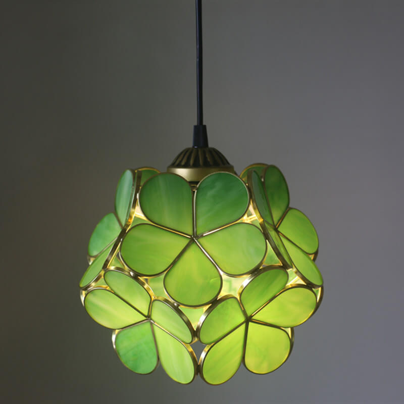 Vintage Stained Glass Petal Pendant Light - Illuminated Floral Charm