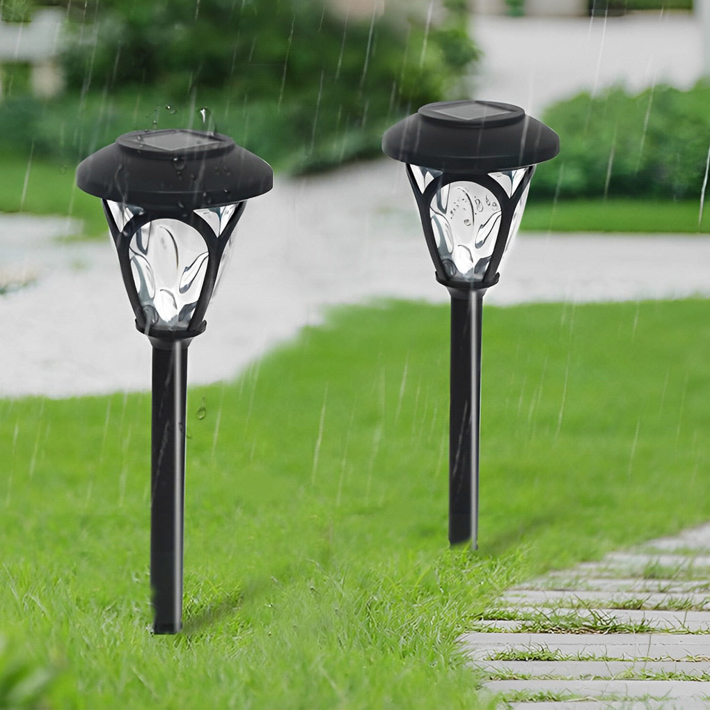 Modern Black Solar Lawn Lights - 2-Pack Smart LED Outdoor Lighting