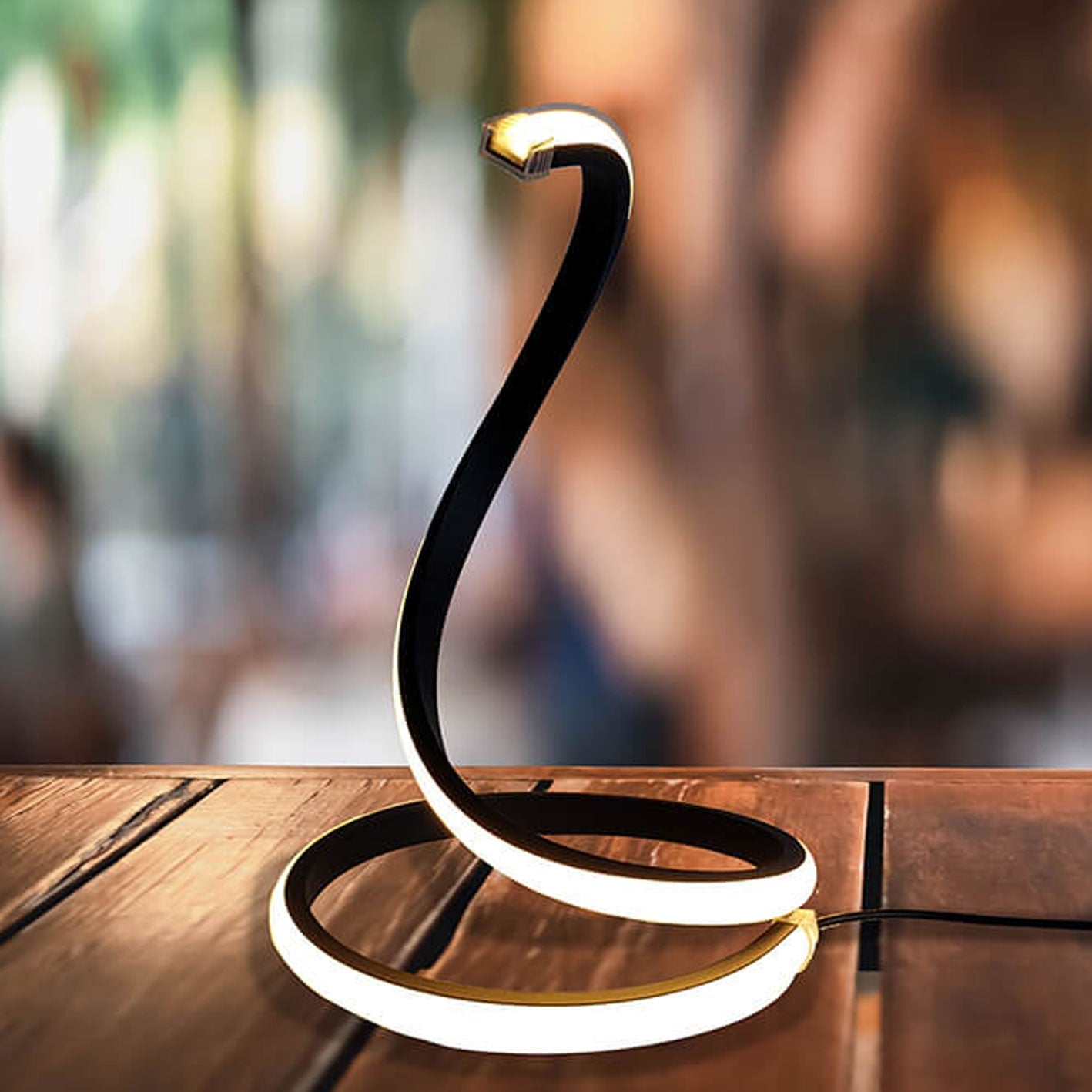 Modern Snake Shape LED Touch Dimming Table Lamp - Stylish Adjustable Lighting, USB Rechargeable, Home Decor Accent, Nightstand Light