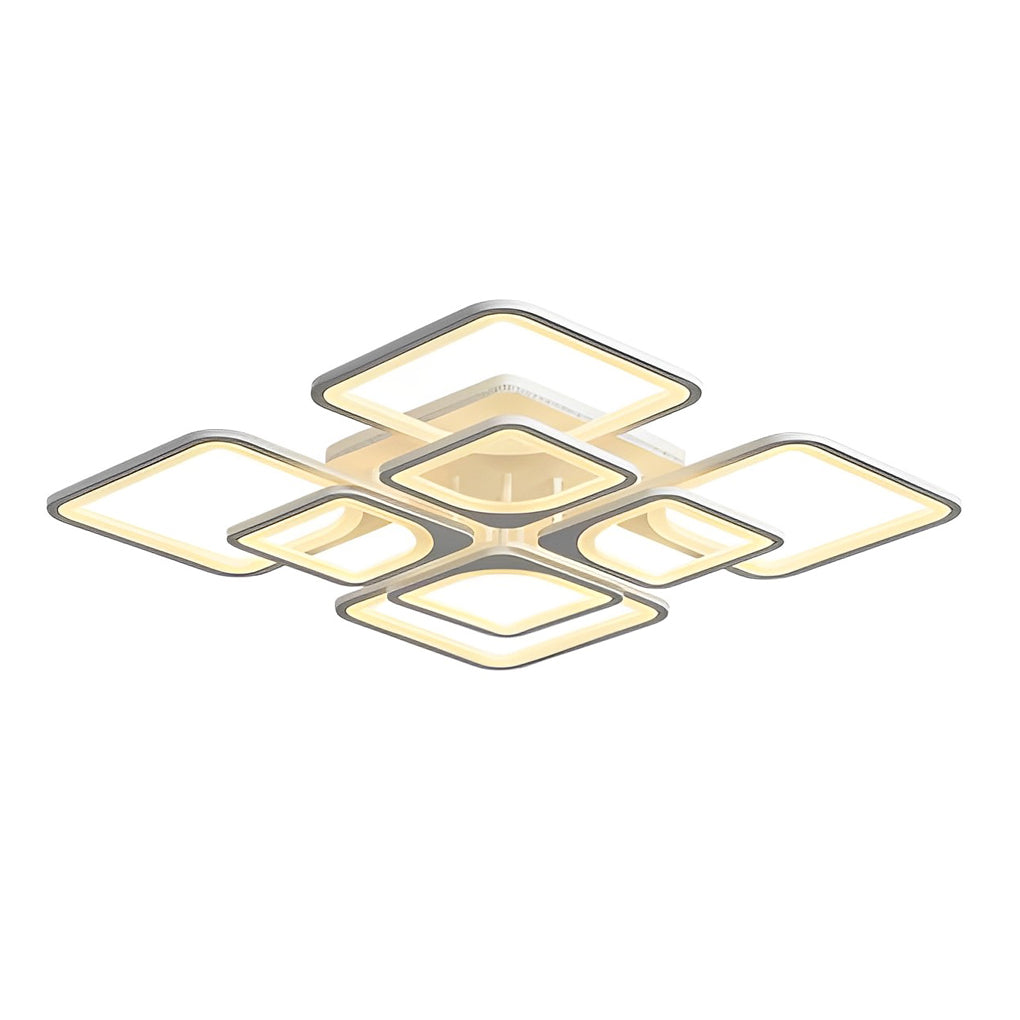 Square Modern Ceiling Light Fixture - Stepless Dimming Remote Control, Energy Efficient, Stylish Design