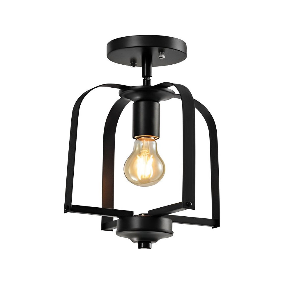 Rustic Iron Cage Chandelier - American Country Ceiling Light Fixture
