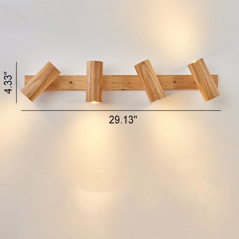 Japanese Minimalist Solid Wood Spotlight Track Ceiling Light - 1/3/4 Light Flush Mount