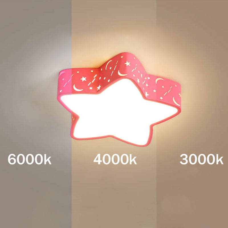 Cartoon Creative Star Shape LED Flush Mount Ceiling Light Fixture for Kids' Room, Nursery, Children’s Bedroom, Modern Ceiling Lamp, Cute Decorative Lighting, Energy-Efficient Star Pendant Light for Playroom or Baby Room