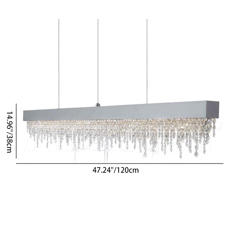 Contemporary Luxury Rectangular Stainless Steel Crystal LED Chandelier for Dining Room