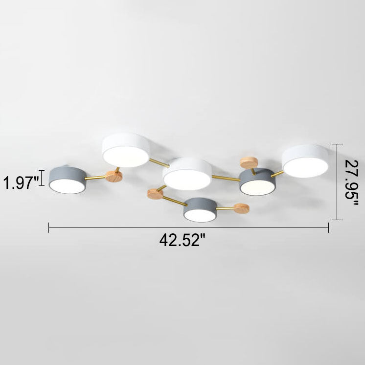 Scandinavian Minimalist Solid Wood Iron LED Flush Mount Light