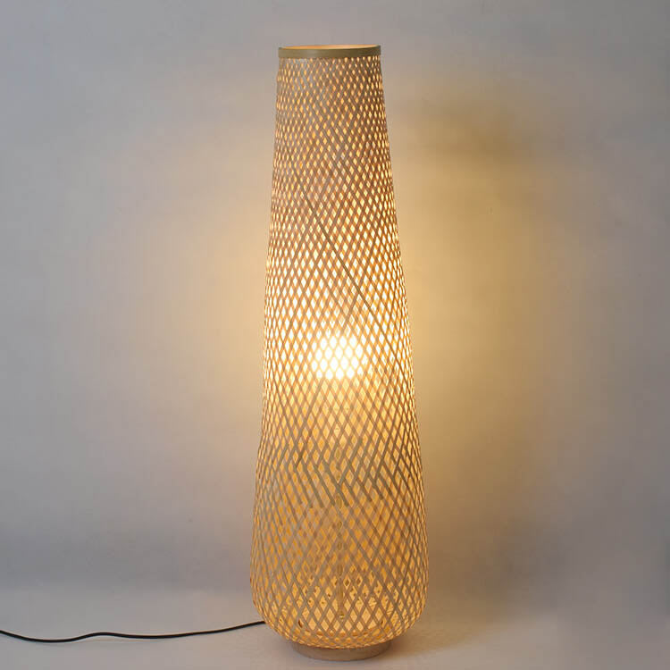 Modern Bamboo Weaving 1-Light LED Floor Lamp - Eco-Friendly Home Lighting
