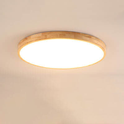 Nordic Solid Wood Ultra-Thin LED Flush Mount Ceiling Light