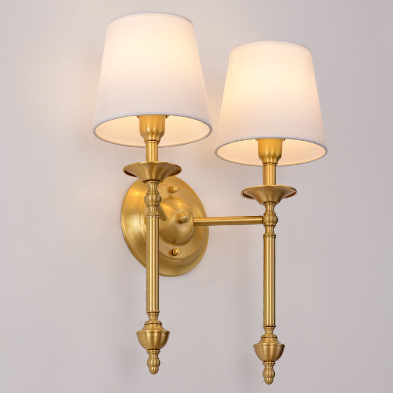 Modern Brass Fabric Shade Wall Sconce Light