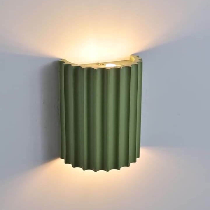 Macaron Resin Striped Half Cylinder Wall Sconce Lamp - 1-Light Decorative Lighting Fixture