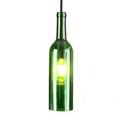 Antique Glass Wine Bottle Pendant Light, 1-Light Vintage Chandelier, Rustic Home Decor, Industrial Hanging Fixture, Elegant Kitchen Lighting