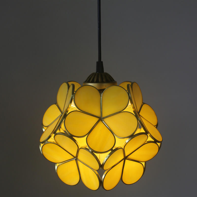 Vintage Stained Glass Petal Pendant Light - Illuminated Floral Charm