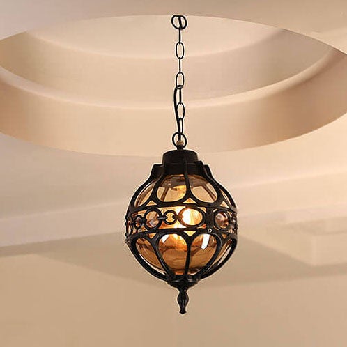 Retro Industrial Globe Pendant Light - 1-Light Waterproof Outdoor Fixture