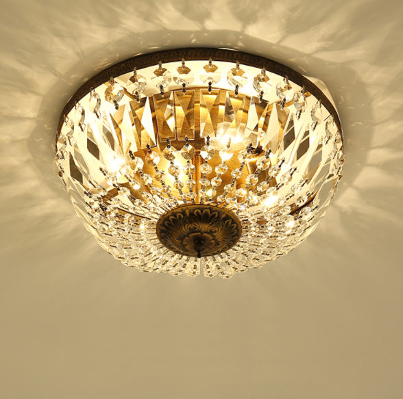 Vintage Round Crystal Flush Mount Ceiling Light 4/6 Light Fixture